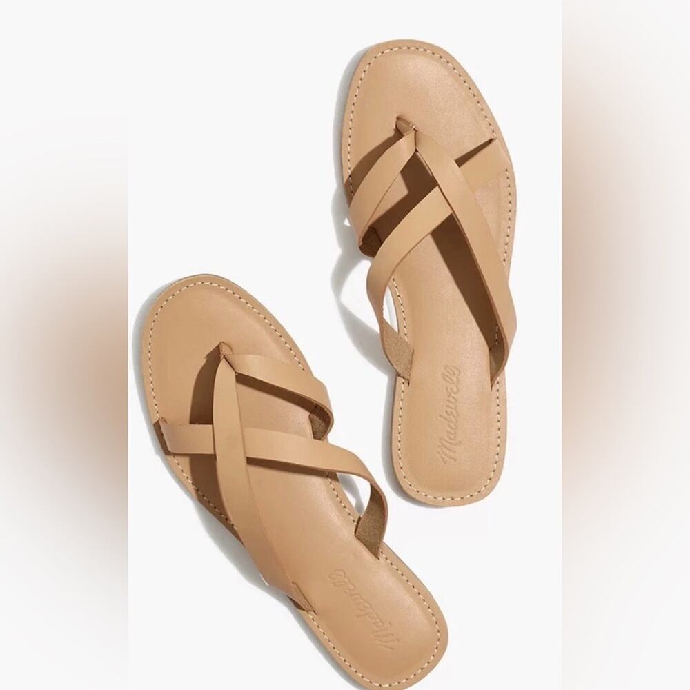 Madewell Boardwalk Thong‎ Leather Sandal Neutral Tan Sz 7.5